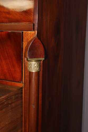 Commode secrétaire Empire à cylindre  en acajou - Empire