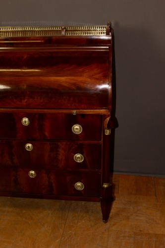 Antiquités - Commode secrétaire Empire à cylindre  en acajou