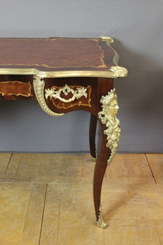 Mobilier Bureau et Secrétaire - Bureau en marqueterie et bronze d'époque Napoléon III