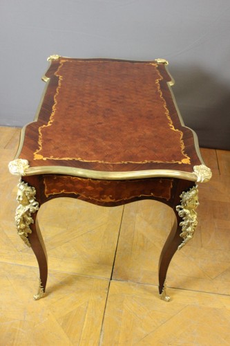 XIXe siècle - Bureau en marqueterie et bronze d'époque Napoléon III
