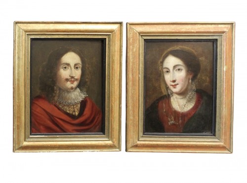 Paire de portraits, École française du XVIIe