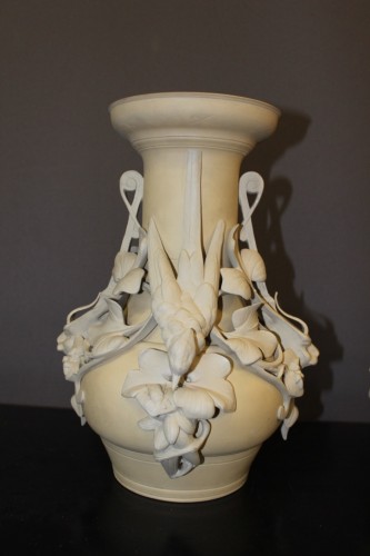 Céramiques, Porcelaines  - Paire de vases en grès, Sarreguemines fin 19e