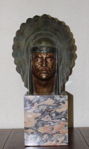 Tête d'Indien - Georges Garreau Vers 1930 - Sculpture Style Art Déco
