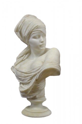 Buste de femme orientaliste en albâtre - Auguste Leveque (1864-1921)