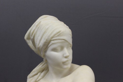 Buste de femme orientaliste en albâtre - Auguste Leveque (1864-1921) - Sculpture Style Art nouveau