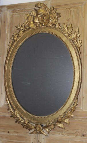 Miroir en bois doré et sculpté Louis XVI - Miroirs, Trumeaux Style Louis XVI