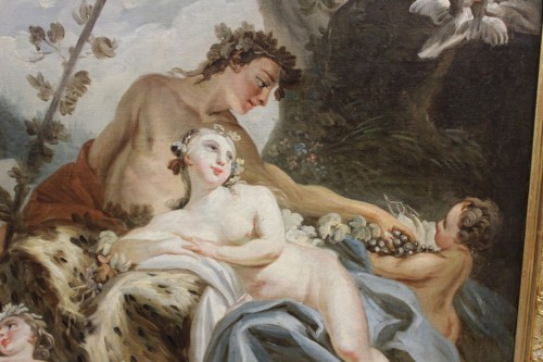 École Française du XVIIIe - Hercule et Omphale - Tableaux et dessins Style Louis XV