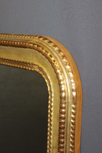 Antiquités - Grand miroir Louis Philippe doré XIX