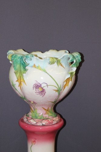 Delphin Massier (1836 - 1907) - Planter and column - Porcelain & Faience Style Art nouveau