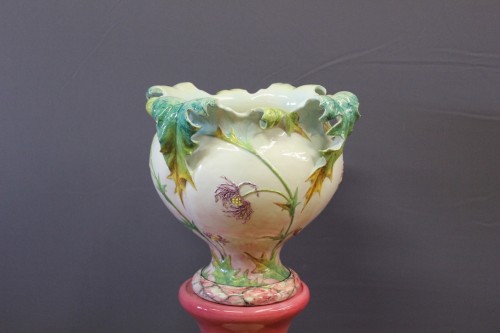 Céramiques, Porcelaines  - Delphin Massier (1836 - 1907) - Cache pot et colonne