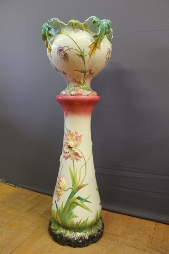 Delphin Massier (1836 - 1907) - Cache pot et colonne - Art nouveau