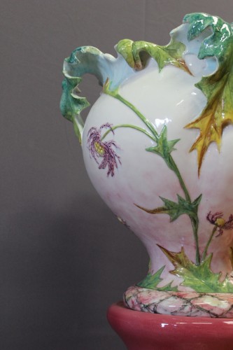 Antiquités - Delphin Massier (1836 - 1907) - Cache pot et colonne