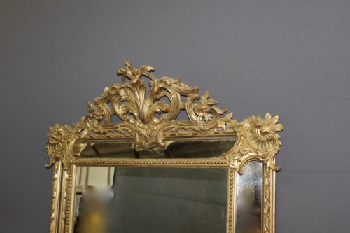 Miroir à pare close en stuc doré fin XIXe - Miroirs, Trumeaux Style Napoléon III