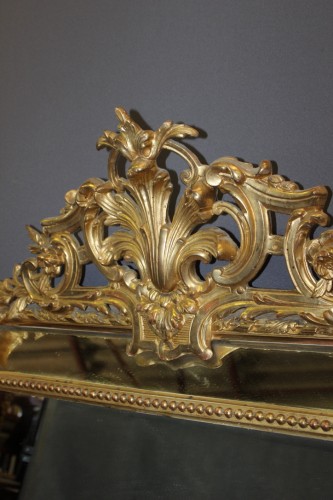 Miroir à pare close en stuc doré fin XIXe - Antiquités Christophe Rochet