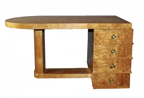 Bureau plat Art Déco en bouleau de Norvège vers 1930