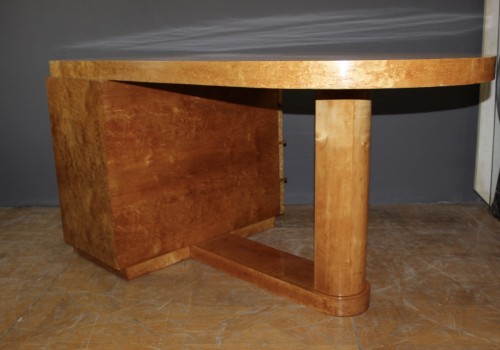 Bureau plat Art Déco en bouleau de Norvège vers 1930 - Antiquités Christophe Rochet