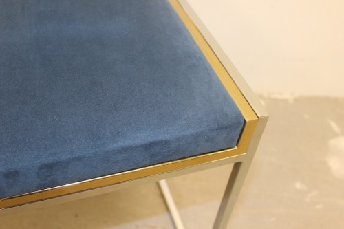 XXe siècle - Suite de huit chaises en acier chromé et laiton par Roméo Rega vers 1970