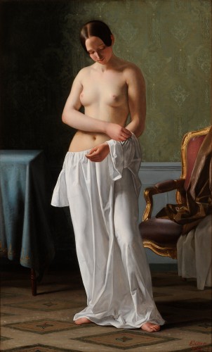 Julius Exner (1825-1910) - Modèle se déshabillant