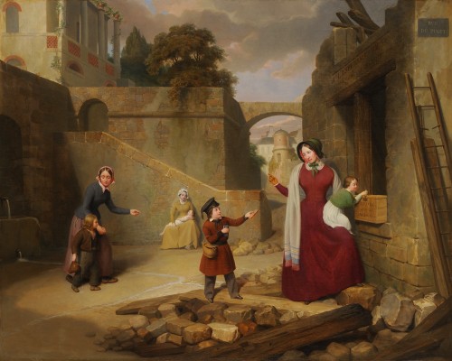 Geoffroy Chocarne (1797-1870) - Scène de charité aux incendies