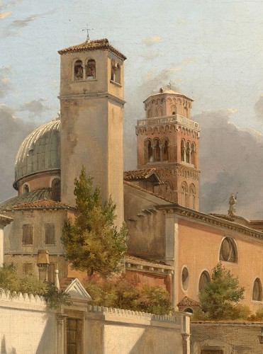 Tableaux et dessins Tableaux XIXe siècle - Ecole nordique vers 1850 - Venise, l’arrière de l’église Saint Roch