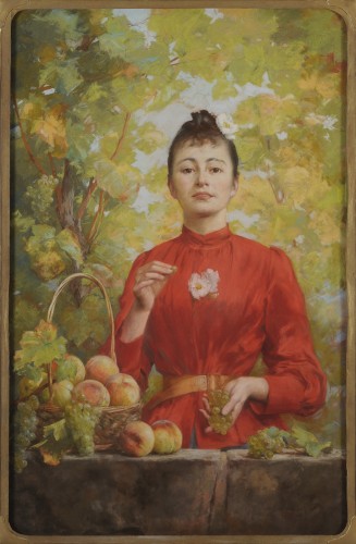 Louis Adolphe Tessier (1858-1915) - Portrait of a Woman under a Vine - Paintings & Drawings Style Art nouveau