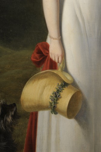 19th century - François-Joseph Kinson (1770-1839) - Portrait of a young woman and her dog