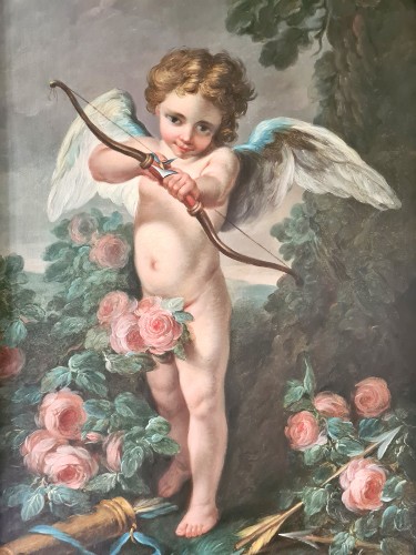L’Amour menaçant - Ecole française du 18e siècle, entourage de Carle van Loo (1705-1765)  - Tableaux et dessins Style Louis XV