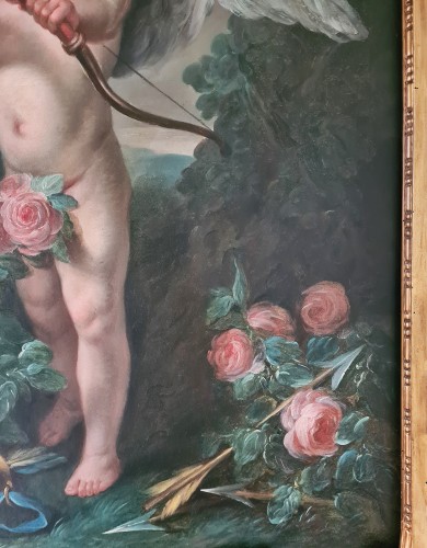 L’Amour menaçant - Ecole française du 18e siècle, entourage de Carle van Loo (1705-1765)  - Galerie de Frise