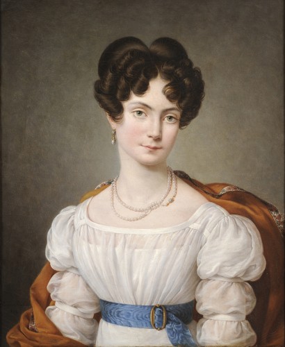 Eugénie Servières (1786-1855) - Portrait de jeune femme, Guillon-Lethière - Tableaux et dessins Style Restauration - Charles X