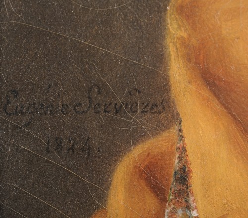 Eugénie Servières (1786-1855) - Portrait de jeune femme, Guillon-Lethière - Restauration - Charles X