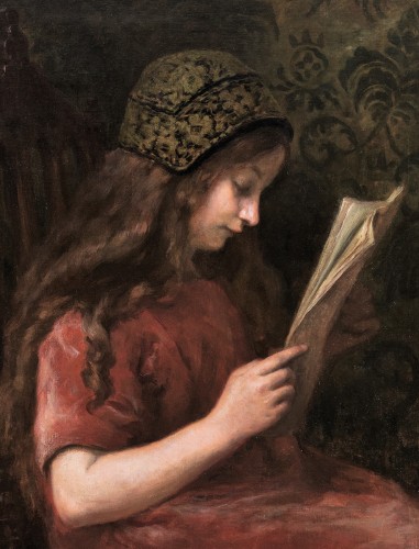 Alice Bastide (1868-1959) - Portrait de fillette à la lecture - Tableaux et dessins Style Art nouveau