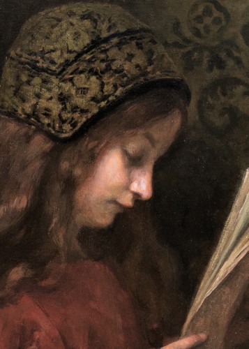 Tableaux et dessins  - Alice Bastide (1868-1959) - Portrait de fillette à la lecture