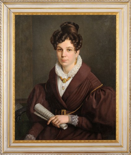 S. Dufossé (actif vers 1830) - Portrait de musicienne - Tableaux et dessins Style Louis-Philippe