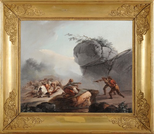 Batailles de brigands - Attribué à Jacques Bertaux (c.1745-1818) - Tableaux et dessins Style Louis XV