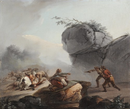 Tableaux et dessins Tableaux XVIIIe siècle - Batailles de brigands - Attribué à Jacques Bertaux (c.1745-1818)