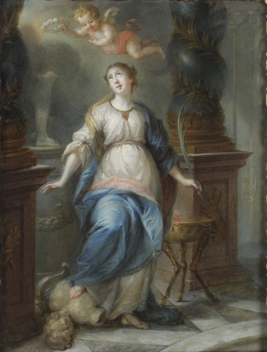 Sainte Martine refusant d’adorer les idoles - Ecole du Nord vers 1700 - Tableaux et dessins Style Louis XIV
