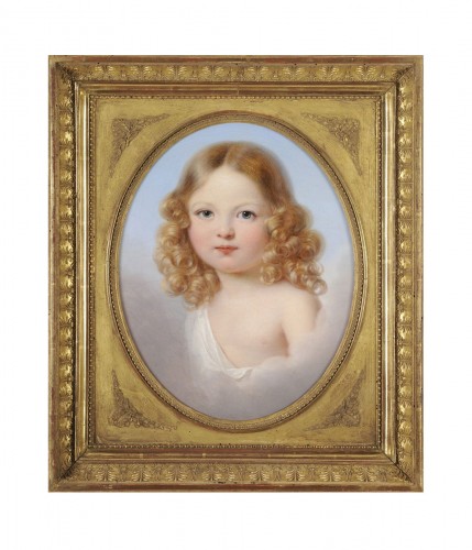 Child portrait in clouds - French school circa 1800