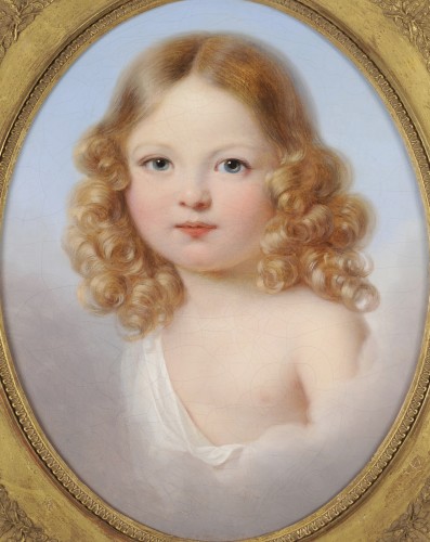 Tableaux et dessins Tableaux XIXe siècle - Portrait d’enfant dans les nuées - Ecole française vers 1800