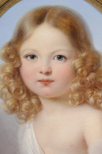 Portrait d’enfant dans les nuées - Ecole française vers 1800 - Galerie de Frise