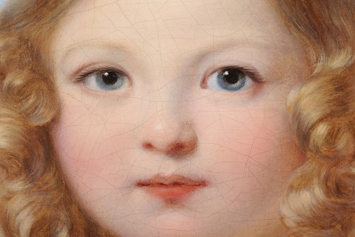 19th century - Child portrait in clouds - French school circa 1800