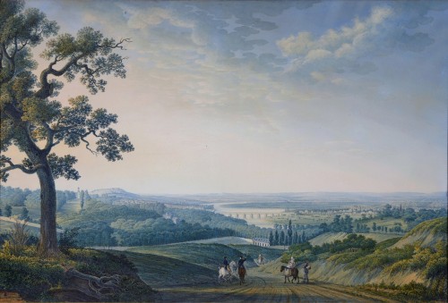 Antoine Melling (1763-1831) - View of the Saint-Cloud area from Meudon - Paintings & Drawings Style Restauration - Charles X