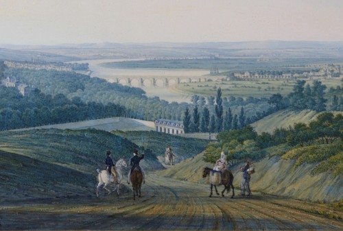 Tableaux et dessins Dessin, Aquarelle & Pastel - Antoine Melling (1763-1831) - Vue des environs de Saint-Cloud depuis Meudon