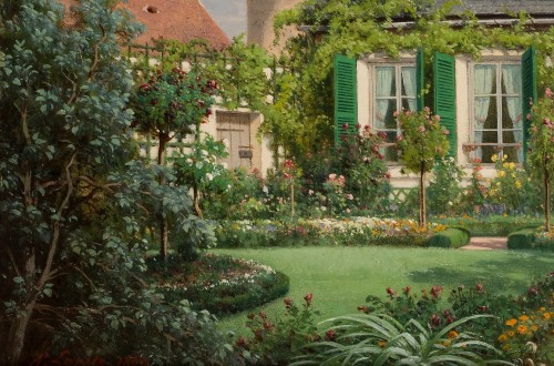 Louis-Auguste Lapito (1803-1874) - Le jardin fleuri - Tableaux et dessins Style Napoléon III