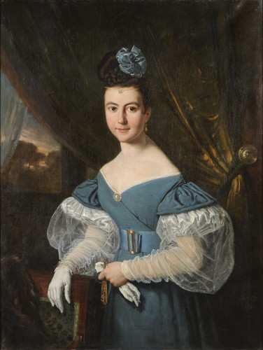 Jules Boilly (1796-1874) - Portrait de jeune femme - Tableaux et dessins Style Restauration - Charles X