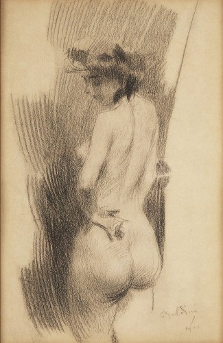 Giovanni Boldini (1842-1931) - Nu de dos, portrait présumé de Lina Cavalieri