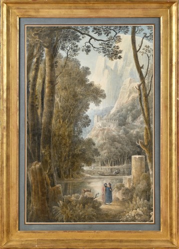 Louis François Cassas (1756-1827) - Arcadian landscape - Paintings & Drawings Style Louis XVI