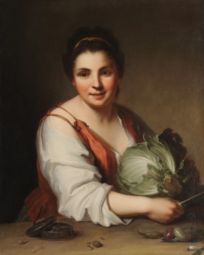 Jean-Baptiste Santerre (1651-1717) Portrait d'une coupeuse de choux