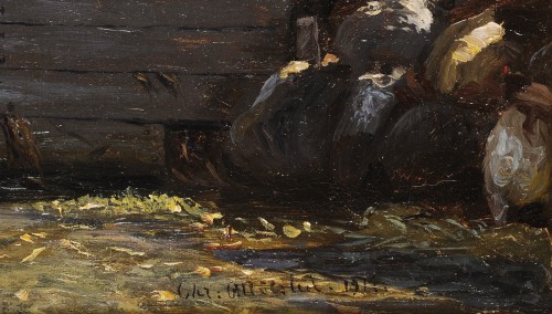 XIXe siècle - Christian Mølsted (1862-1930) Vue du port de Dragør au Danemark
