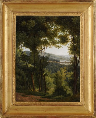 Alexandre-Hyacinthe Dunouy (1757-1841) Vue prise dans le parc de Saint-Cloud - Tableaux et dessins Style Restauration - Charles X