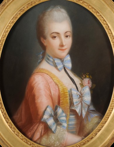 Portrait de jeune femme en tenue d’époque Louis XV - Ecole française du XIXe - Tableaux et dessins Style 